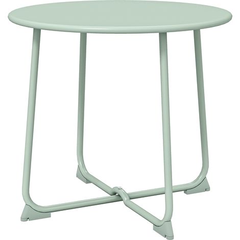 Table basse extérieur 2 personnes piètement X métal Ø 50 x 45,5 cm vert