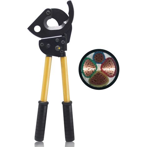 Cortacables manual de trinquete de 400 mm² – Longitud 360 mm – Para conductores de Cu/Al – Diseño ergonómico y ligero – Corte limpio y sin astillas (1/5)