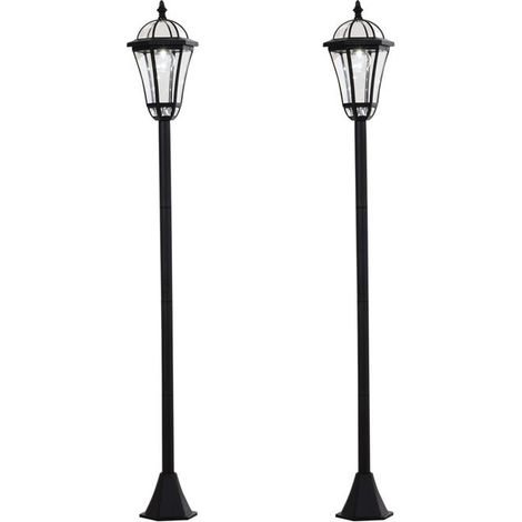 SET 2 LAMPIONI SOLARI PER GIARDINO CON 2 LED E ACCENSIONE AUTOMATICA. NERO (1/5)