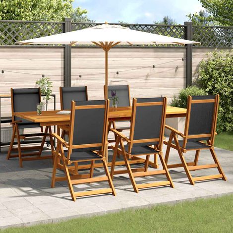 Ensemble à Manger de jardin 7 pcs-Salon de jardin bois d'acacia solide textilène 952912 (1/5)