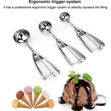 Cuillère à glace manuelle en acier inoxydable, accessoire de cuisine, 6 cm / 2,4 pouces (1/5)
