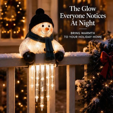 Décoration lumineuse de Noël en forme de bonhomme de neige (style stalactite) – Intérieur/Extérieur (1/4)