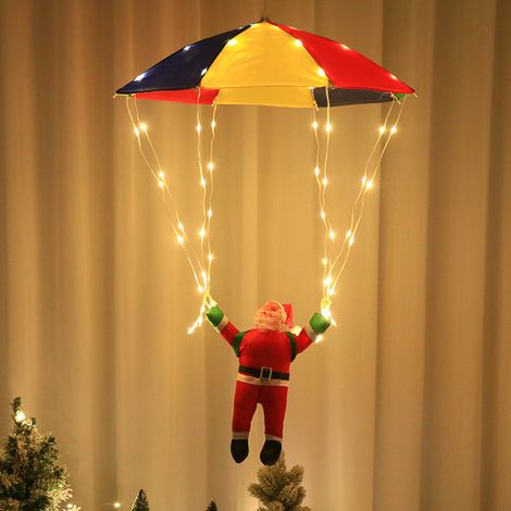 Una lampada natalizia a LED a forma di paracadute, appositamente progettata per gli anziani, adatta come decorazione per la porta, con 8 modalità di illuminazione, include vano batterie e telecomando. (1/4)