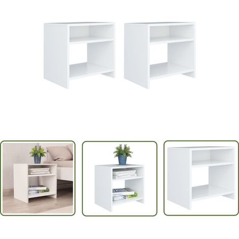 The Living Store Tables de chevet 2 pcs Blanc 40x30x40 cm Bois d'ingénierie - Table De Chevet - Meuble De Chambre - Table Nuit - Commode - Rangement (1/5)