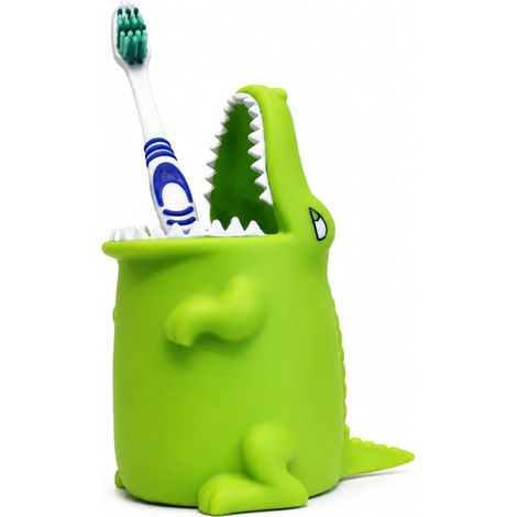 Porte-Brosse à Dents Croco Enfant, Pot Rangement Salle de Bain (1/5)
