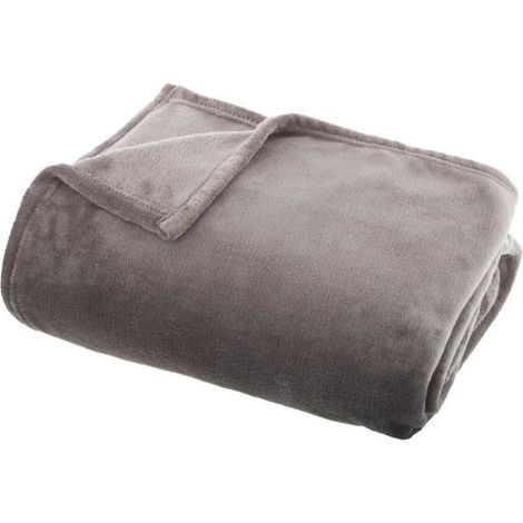 Plaid flanelle 125 x 150 cm  - Gris clair