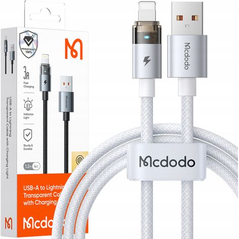 Mcdodo USB-Schnellladekabel für iPhone Lightning PD 36W 1M LED weiß (1/5)