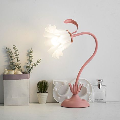 Lampada da comodino a LED flessibile con motivo a mughetto, illuminazione protettiva regolabile, design elegante e multifunzionale per camera da letto e ufficio. (1/4)