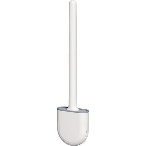Cepillo de inodoro de silicona para baño, montaje en pared, color blanco