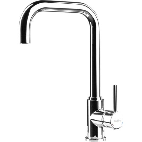Robinet de cuisine chromé – Mitigeur coudé 360° – Hauteur sous bec 241mm – Débit 8.5 L/min – Cartouche céramique – Luisina (1/3)