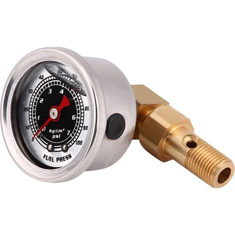 Kit d'adaptateur universel de jauge de régulateur rempli de liquide de pression de carburant 0-100PSI noir (1/5)