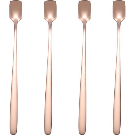 Ensemble de 4 cuillères à long manche, agitateurs à café, cuillères à thé glacé, cuillères à crème glacée, cuillères à cocktail en acier inoxydable (1/5)