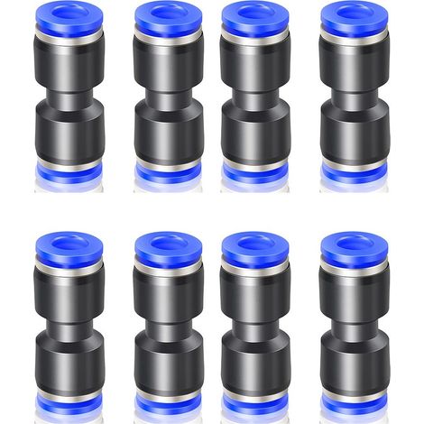 8 Raccords Rapides Droit 8mm OD Bleu Push To Connect LEMROE - Connecteurs Pneumatiques PU-8 pour Tuyau, Lot de 8 (1/5)