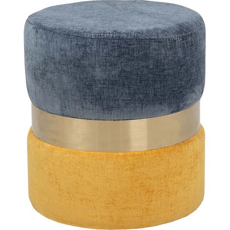 Blau-gelber Polyester-Puff 40X40X43 Cm (1/5)