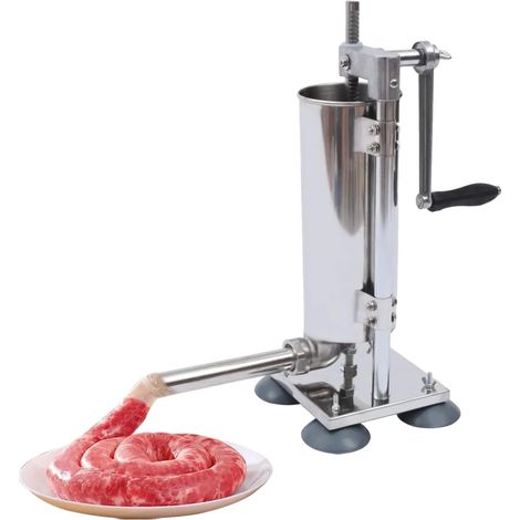 Presse à saucisse, capacité de 6 livres, construction en acier inoxydable, comprend 6 tailles de tubes, fonctionnement manuel, facile à nettoyer (1/5)
