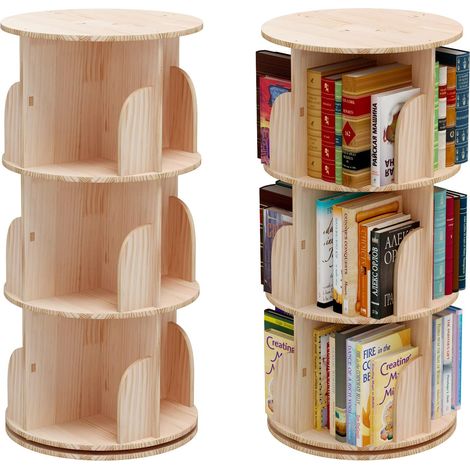 Bibliothèque rotative à 360 degrés, étagère de Rangement pour Enfants et Adultes, étagère multifonctionnelle, en Bois Massif (46 x 98 cm) (1/5)