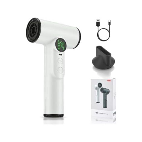 Mini Sèche Cheveux sans Fil 200 W Voyage – Portable USB C Rechargeable Batterie 15000 mAh, Écran Numérique 3 Températures, Seche Cheveux sans Fil Rechargeable pour Dortoir et Déplacements