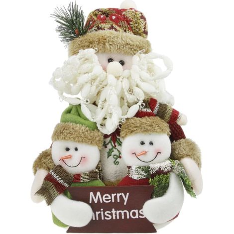 Peluche Merry Toys Père Noël, bonhomme de neige et renne - Figurines en tissu à collectionner - Décoration pour la maison, les fêtes, la table, le bureau ou la cheminée - Cadeau de Noël ou d'anniversa (1/3)