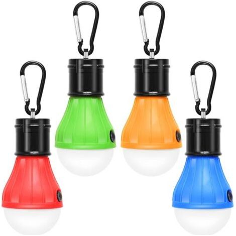 Lot de 4 lampes LED de camping, randonnée, pêche, éclairage de secours étanche, alimenté par batterie, éclairage LED intérieur et extérieur.