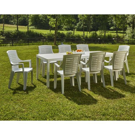 Dmora - Mesa de jardín Susa, Mesa de comedor extensible rectangular, Mesa de jardín extensible 100% Made in Italy, 150x90h72 cm, Blanco, con embalaje reforzado