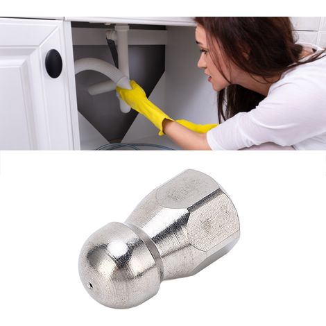 Buse de vidange pour nettoyeur haute pression 5000 PSI, mini-buse compacte et durable, tête sphérique - 1 trou avant, 3 trous arrière (1/5)