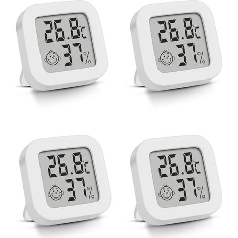 Confezione da 4 mini termometri digitali, termometro elettronico per uso domestico, bianco