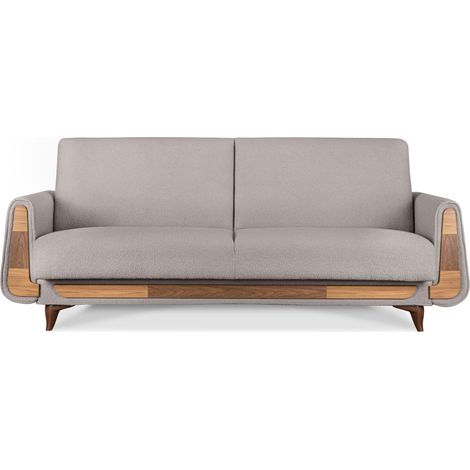 KONSIMO GUSTAVO Sofa 3-Sitzer mit Schlaffunktion, grau