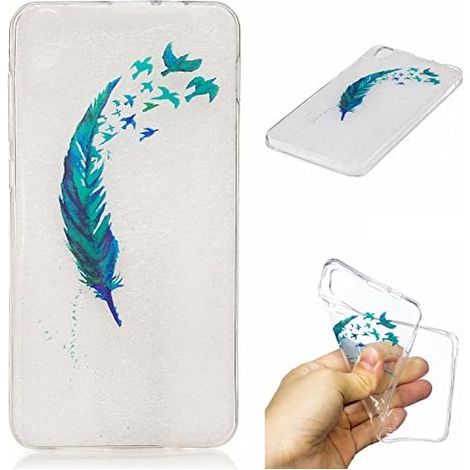 CUSTODIA PER XIAOMI MI 8 SE IN SILICONE CON RETRO TRASPARENTE E MOTIVO A PIUME