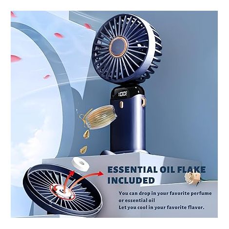 Ventilateur portable, ventilateur personnel rechargeable 5000 mAh avec 5 vitesses, mini ventilateur à piles avec affichage LED, autonomie de 11 à 21 (1/5)