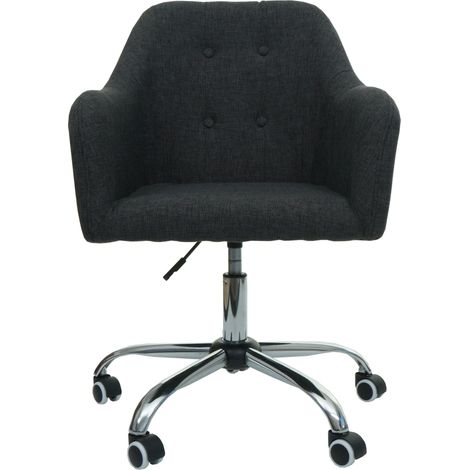 Bürostuhl HHG-123, Drehstuhl Schreibtischstuhl Computerstuhl Bürosessel Stuhl, mit Armlehne Stoff/Textil dunkelgrau