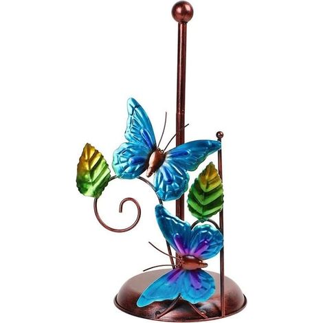 Porte-essuie-tout en fer en forme de papillon, support de papier essuie-tout autoportant, pour décoration de la maison (marron) (1/5)