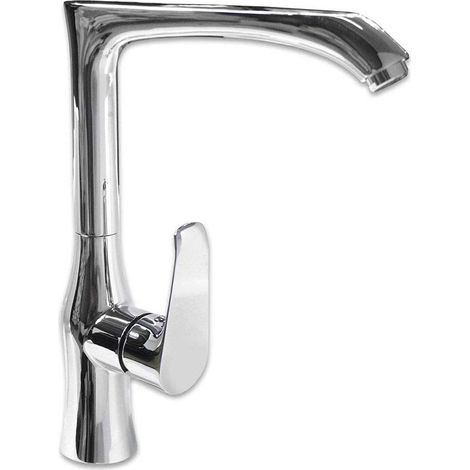 Rubinetto per lavello da cucina a canna alta quadrata miscelatore monocomando per lavandino in ottone cromato 52790A (1/5)