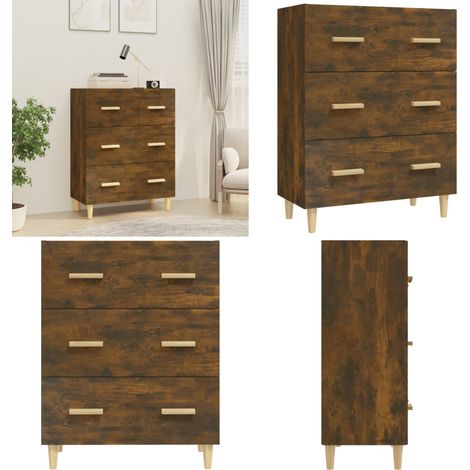 Buffet Chêne fumé 70x34x90 cm Bois d'ingénierie - Buffet - Meuble De Rangement - Commode - Mobilier - Décoration Intérieure - Home & Living (1/5)