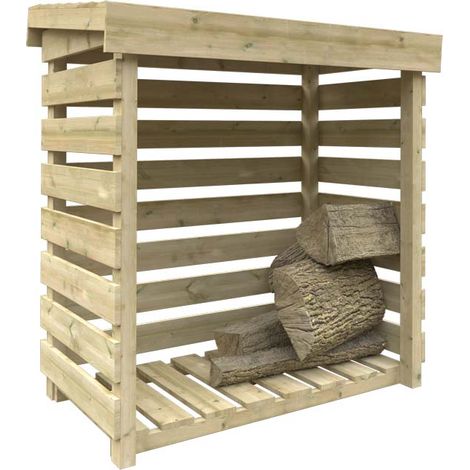 4x2 Tanalised Log Store 19mm Shed - L115 x W55 x H123 cm - Solid Wood/Softwood/Pine - Green