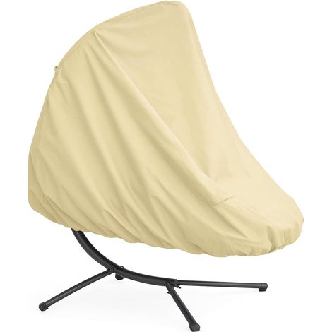 Telo di copertura per sedia sospesa da giardino, 210D impermeabile e rinforzato, per sedia a dondolo o amaca da esterno - Beige, 73"L x 46"W x 78"H (1/4)