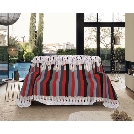 Telo Arredo Made in Italy in Cotone Grandfoulard Copritutto Copridivano Copriletto-Teli Sofà Arredatutto-Drappeggio-Arazzo-Copridivano Grand Foulard Letto Singolo - Matitone Grigio (1/4)