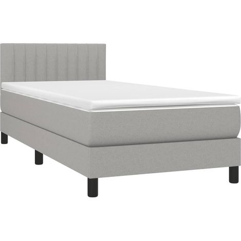 Sommier à lattes de lit avec matelas Gris clair 100x200cm Tissu vidaXL