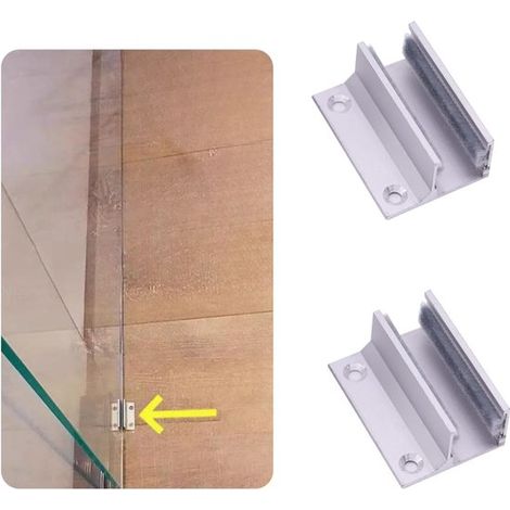 pièces - Guide de sol - Guide de porte - Support de verre - Guide de Portes coulissantes - Guide inférieur pour porte en verre - Alliage d'aluminium - Argent - 64,32,4 cm - Pour Portes coulissantes en (1/5)