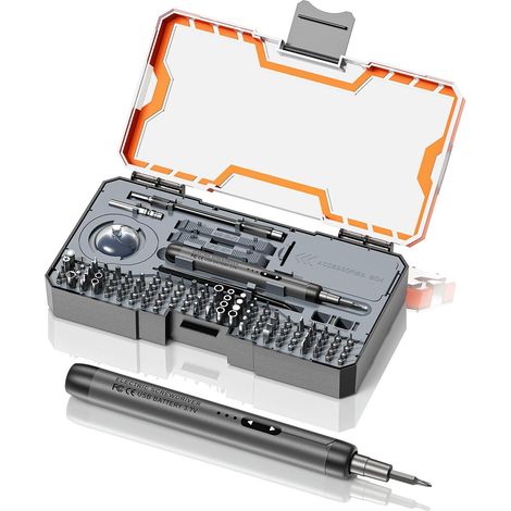 Juego de destornilladores eléctricos – Kit multifuncional para reparar portátiles, Switch, PS4, Xbox, MacBook, iPhone, timbres, relojes, gafas, etc. (Negro) (1/2)