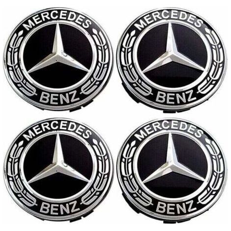 4 pièces Cache Moyeux - Compatible with Mercedes Benz - 75mm - Cache de Roue Centrale - ABS - Accessoires de Voiture (1/4)