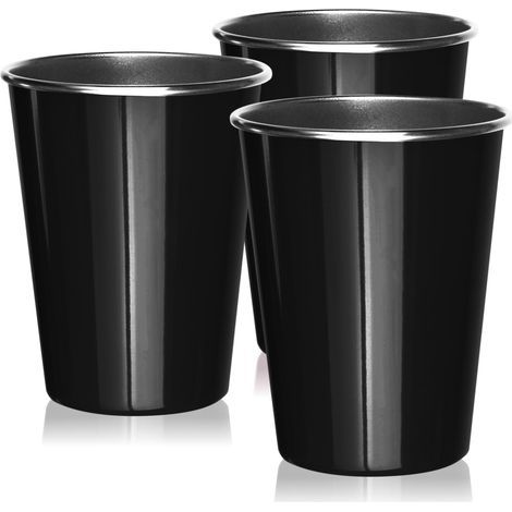 Lot de 3 gobelets en acier inoxydable noir - Gobelets de haute qualité 500 ml - Gobelets de camping - Incassables et sans BPA (3 pièces - Noir) (1/5)