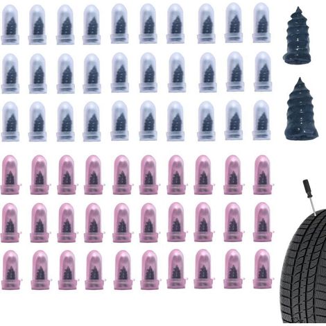 60 clous en caoutchouc pour réparation de pneus, kits de réparation de pneus sous vide, vis en caoutchouc spiralées, outil rapide en libre-service pour la réparation des crevaisons de pneus de voiture (1/5)