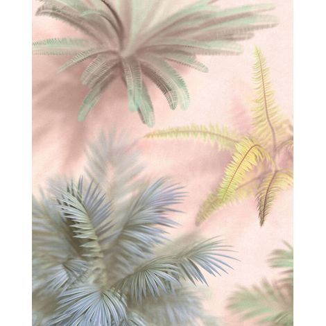 papier peint panoramique feuilles tropicales vert grisé - Komar (1/3)
