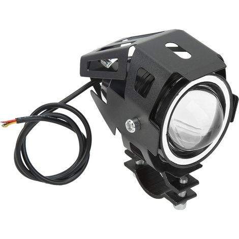 Projecteur LED 30 W pour moto avec œil d'ange, feux de route et de croisement, étanche IP68, 12-60 V, lampe de conduite universelle à lumière bleue (1/5)