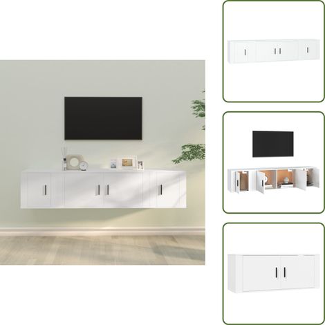 The Living Store Ensemble de meubles TV 3 pcs Blanc Bois d'ingénierie - Meuble tv classique (1/5)