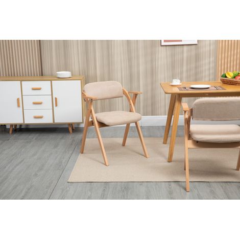 Chaise pliante empilable avec accoudoirs et assise rembourrée confortable - Ensemble de 2 chaises supplémentaires en bois pour invités - Idéal pour cuisine bureau et événements couleur kaki