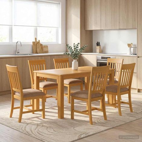vidaXL Ensemble de salle à manger 7 pc Gris Bois de chêne massif (1/5)