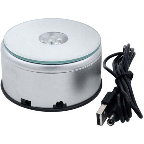 7 LED Display Base for Glass Art Crystals Colorful Light Rotating Crystal Stand Display Stand for Tumblers Collections Figurines Jewelry (1/4)