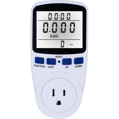 Stromzähler mit LCD-Bildschirm (Watt, Volt, Ampere, kWh), US-Stecker, Energieverbrauchsanzeige mit Hintergrundbeleuchtung, Wechselstrom 110–130 V