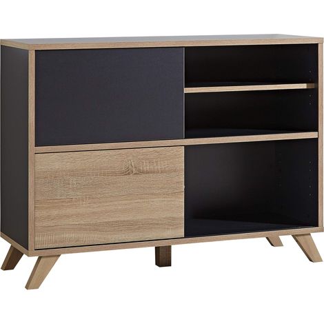 Étagère à Porte Coulissante Anthracite/Sonoma chêne 120 x 92 x 40 cm (1/4)
